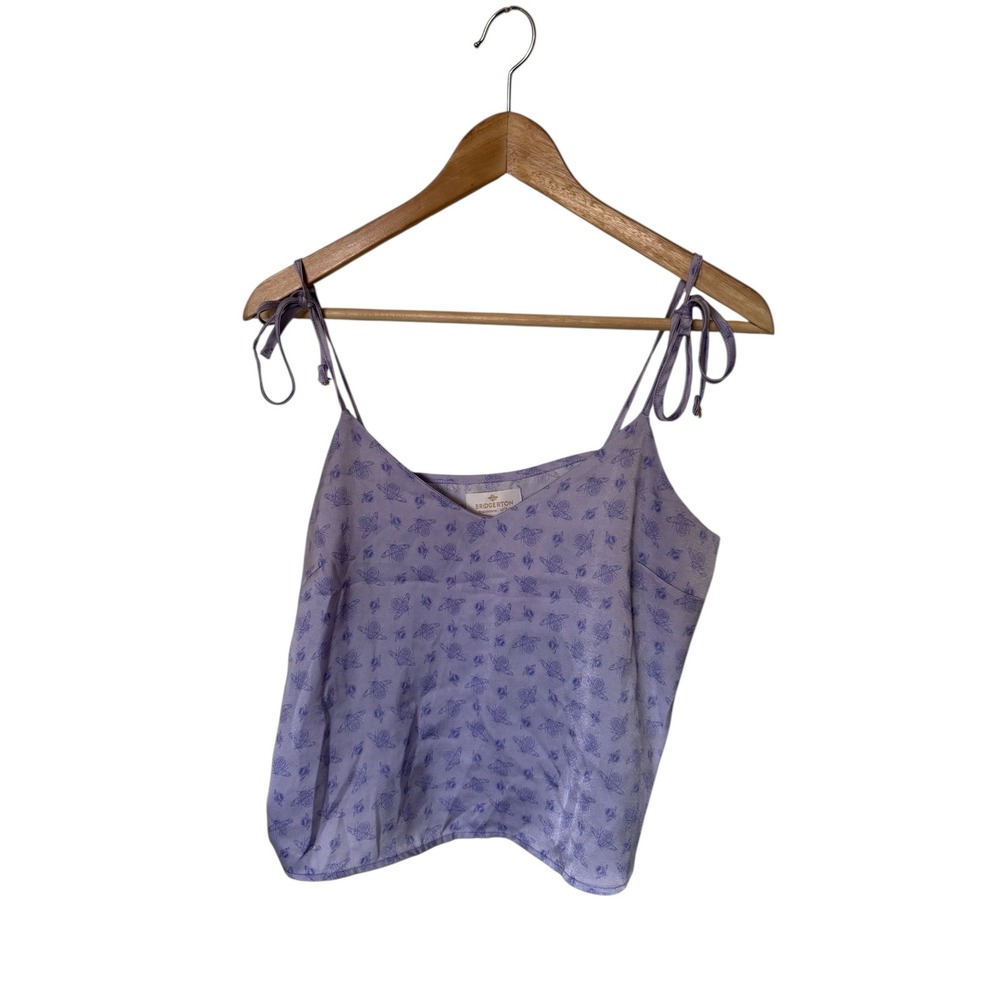 Bridgerton Shondaland Netflix Lilac Bee Print Tie Strap Cami‎ Top Size S